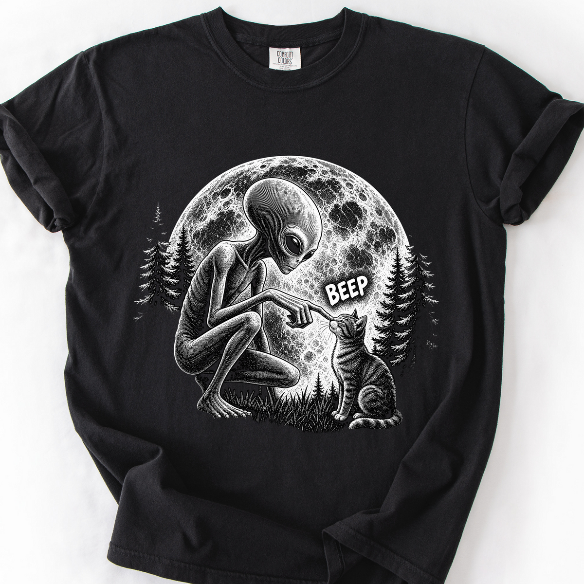 Alien Cat Beep T-Shirt — Black