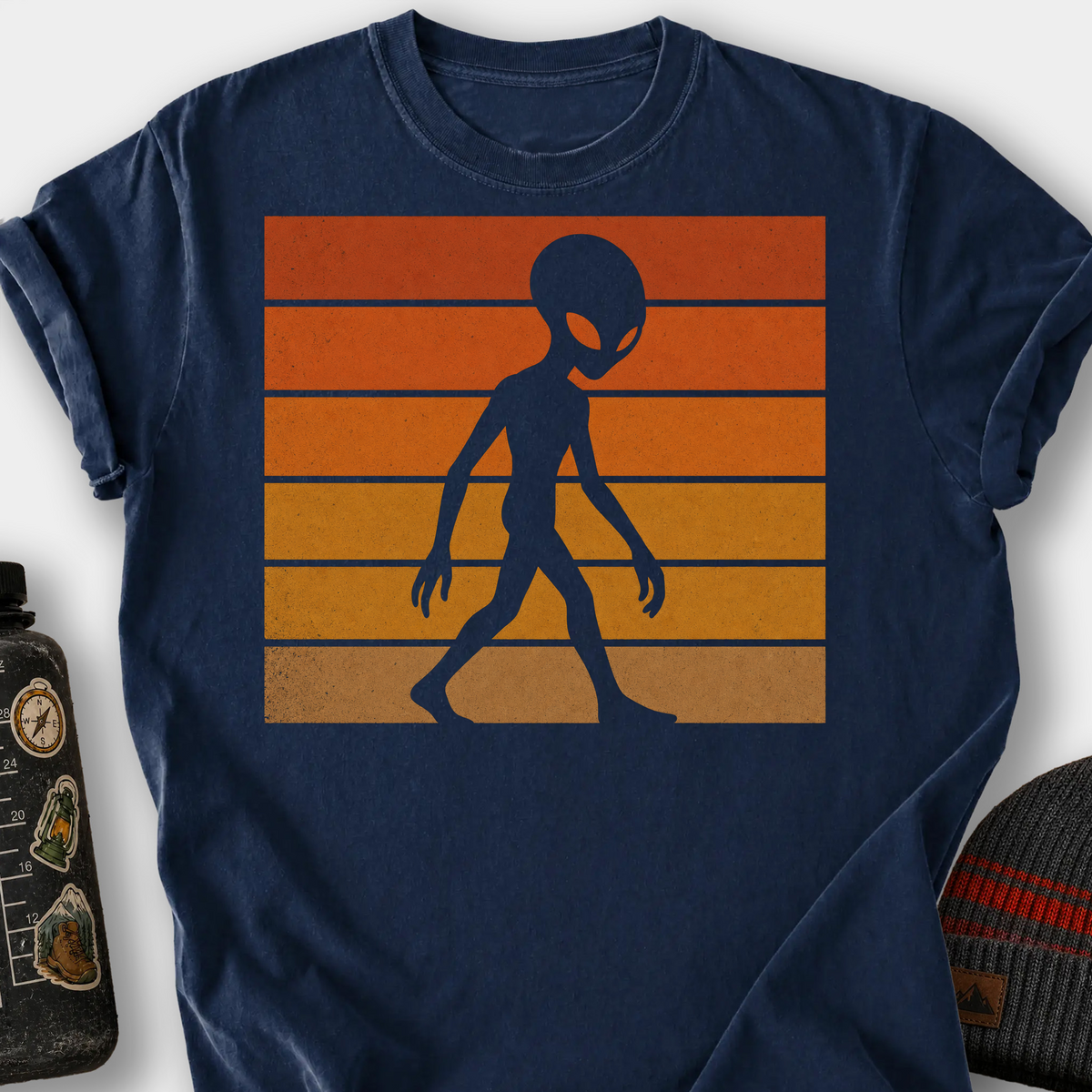Alien Retro Sunset T-Shirt — Navy