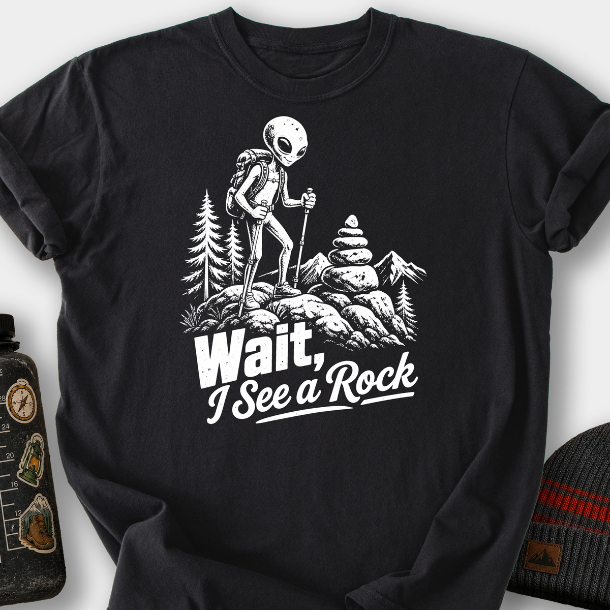 Alien Sees a Rock T-Shirt — Black