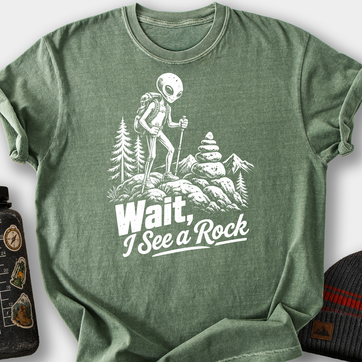Alien Sees a Rock T-Shirt — Moss