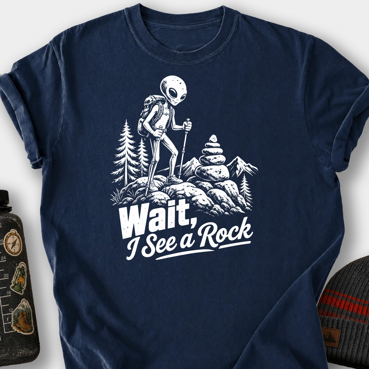 Alien Sees a Rock T-Shirt — Navy