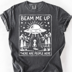Beam Me Up, There Are People Here (Linocut) T-Shirt — Pepper