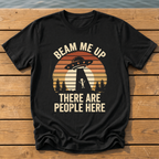 beam me up there are people here_sunset slat silhouette T-Shirt — Black