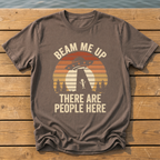 beam me up there are people here_sunset slat silhouette T-Shirt — Espresso