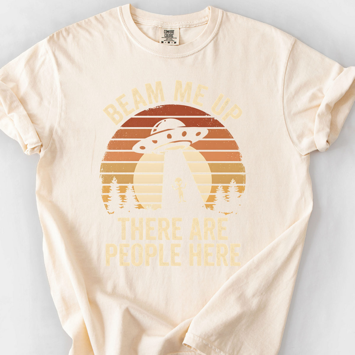 Beam Me Up, There Are People Here (Sunset) T-Shirt — Ivory