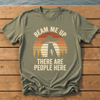 beam me up there are people here_sunset slat silhouette T-Shirt — Moss