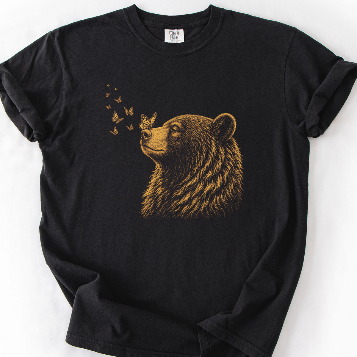 Bear And Butterflies T-Shirt — Black