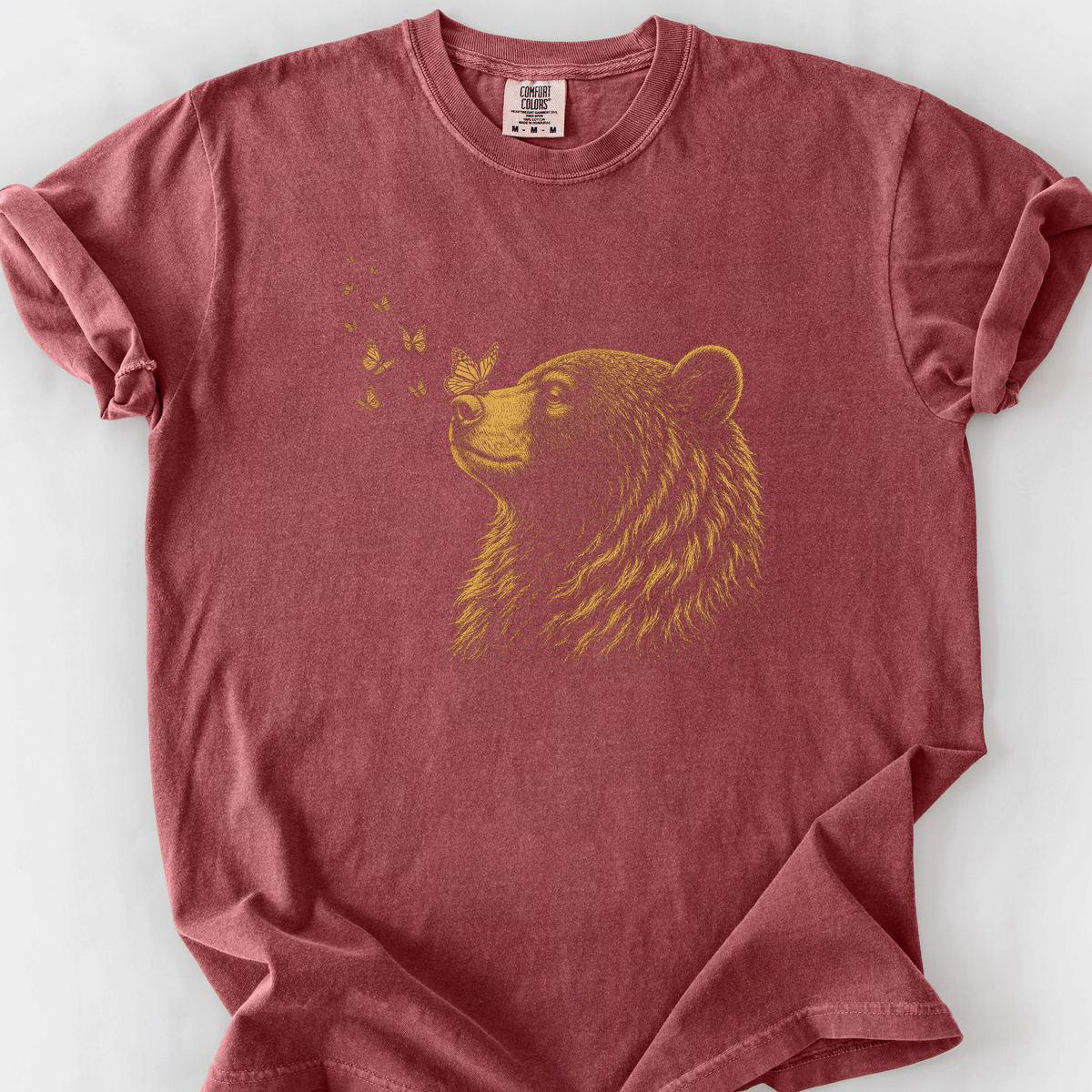 Bear And Butterflies T-Shirt — Brick