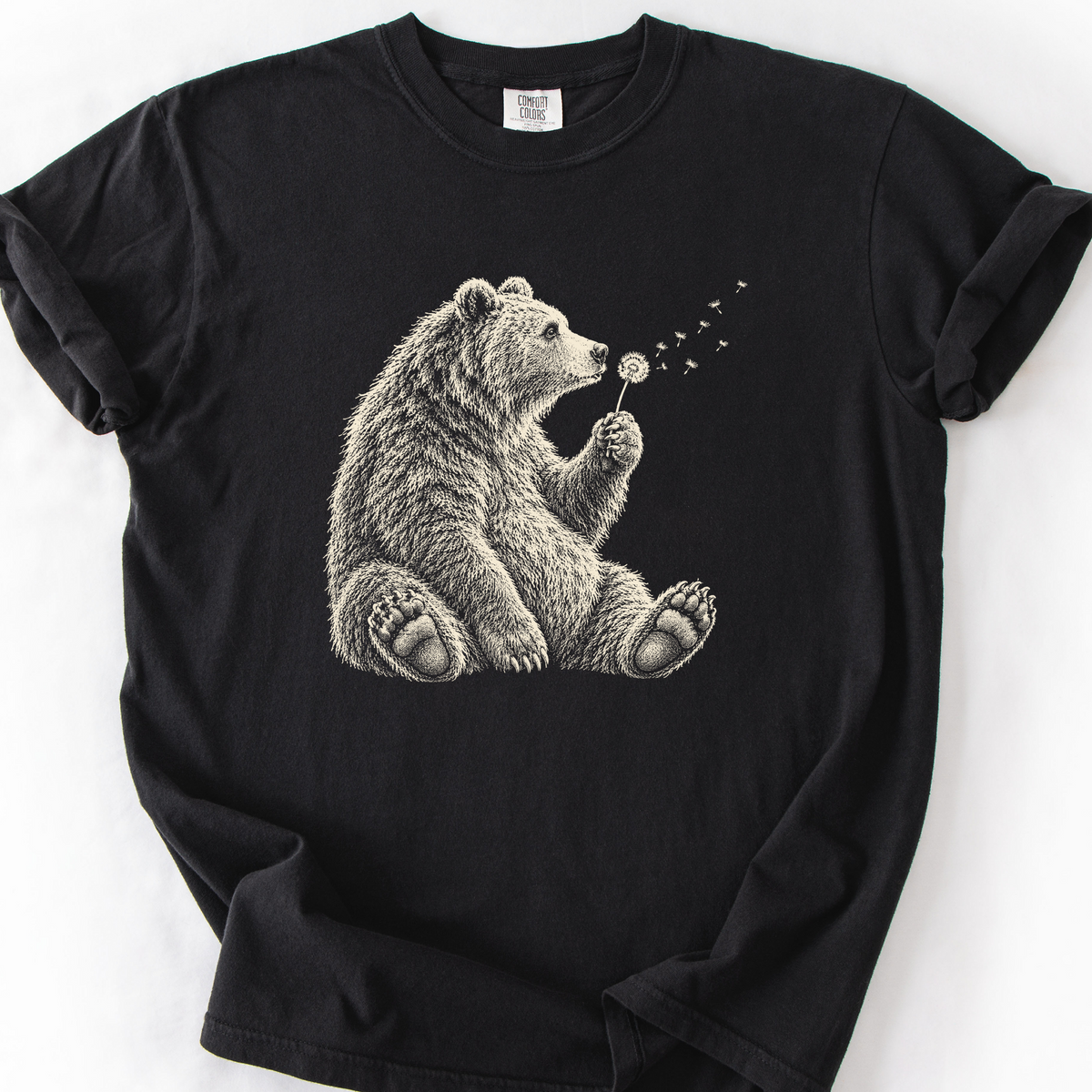 Bear And The Dandelion T-Shirt — Black
