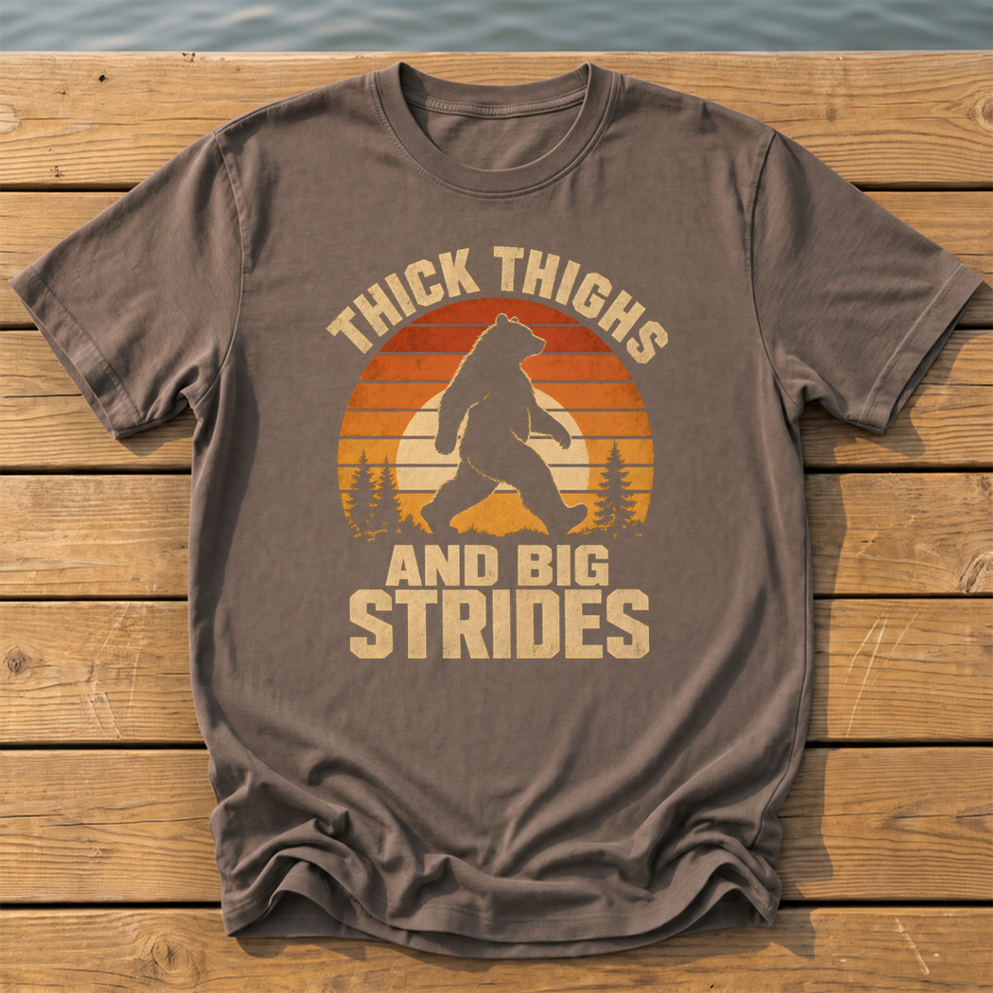 bear thick thighs sunset slat T-Shirt — Espresso