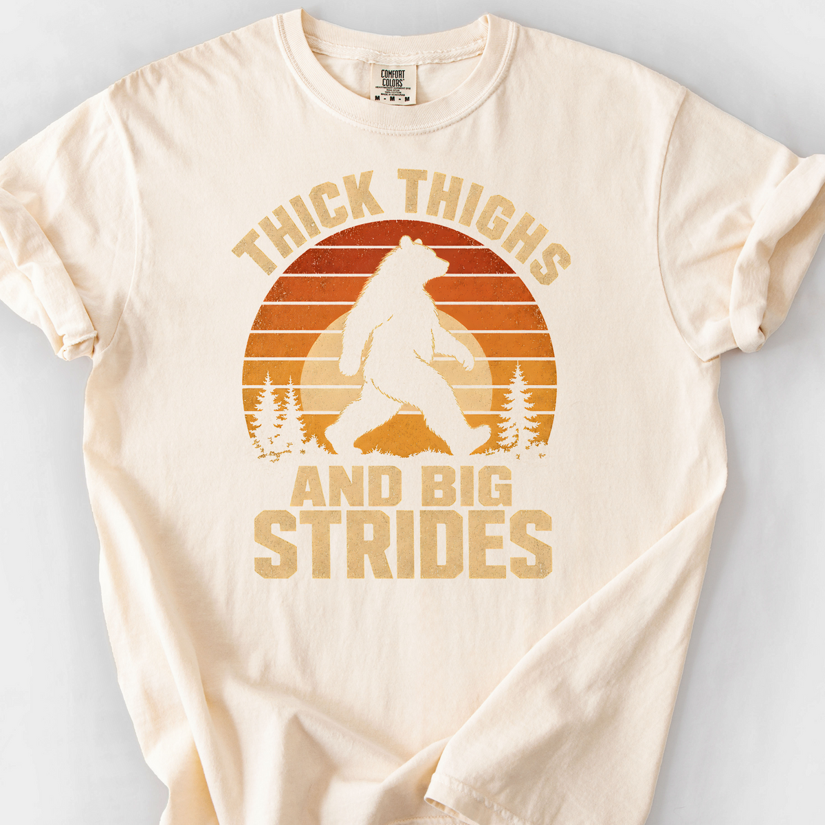 Thick Thighs and Big Strides (Sunset) T-Shirt — Ivory