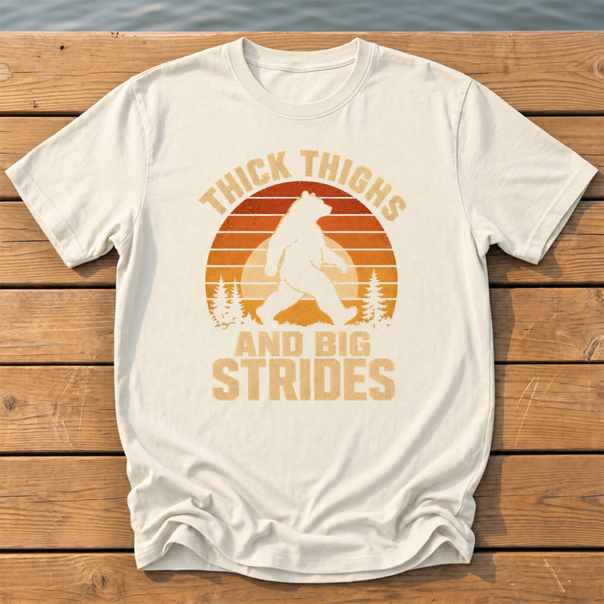 bear thick thighs sunset slat T-Shirt — Ivory