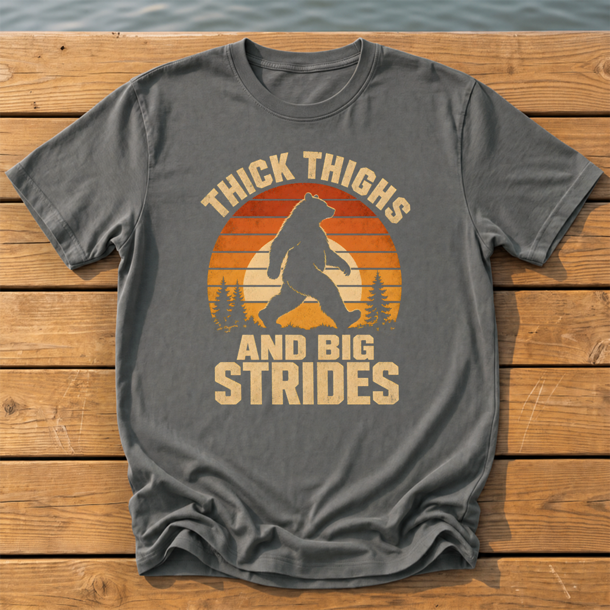 bear thick thighs sunset slat T-Shirt — Pepper