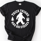 Thick Thighs and Big Strides (Varsity) T-Shirt — Black