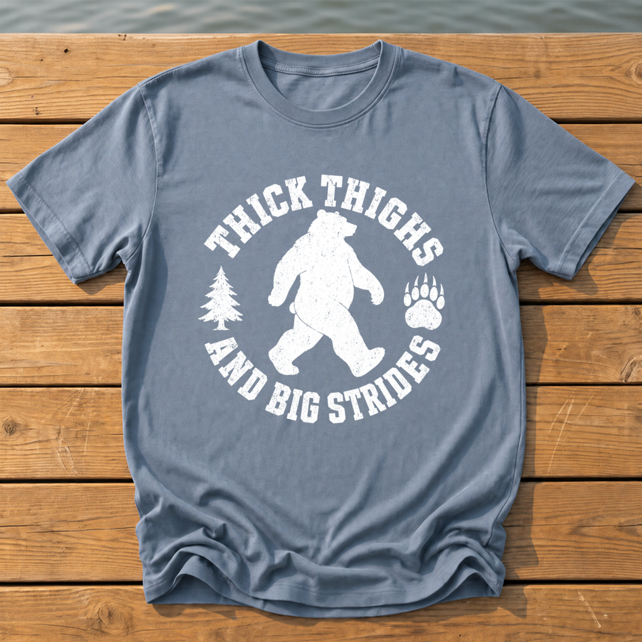 bear thick thighs varsity badge T-Shirt — Blue Jean