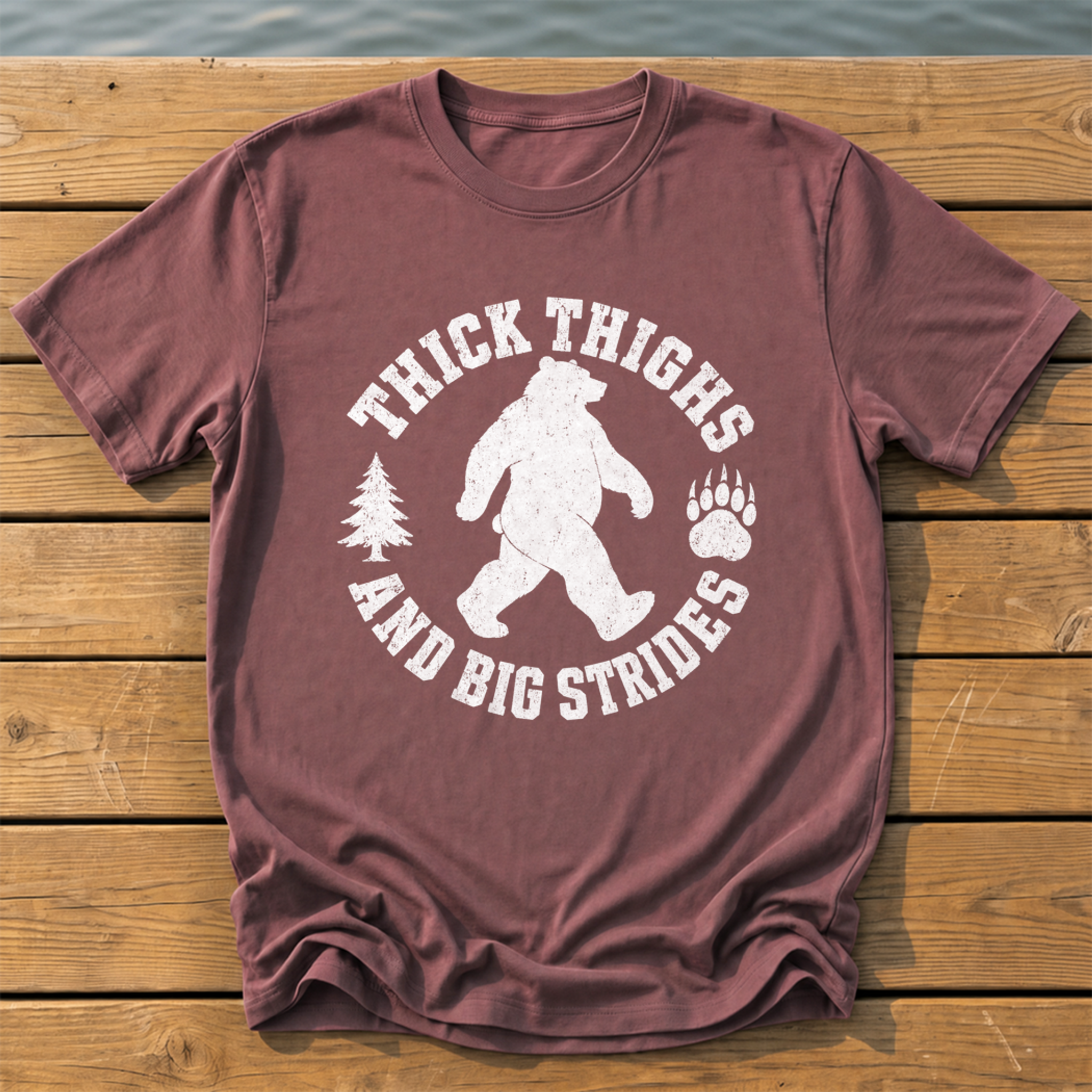 bear thick thighs varsity badge T-Shirt — Brick