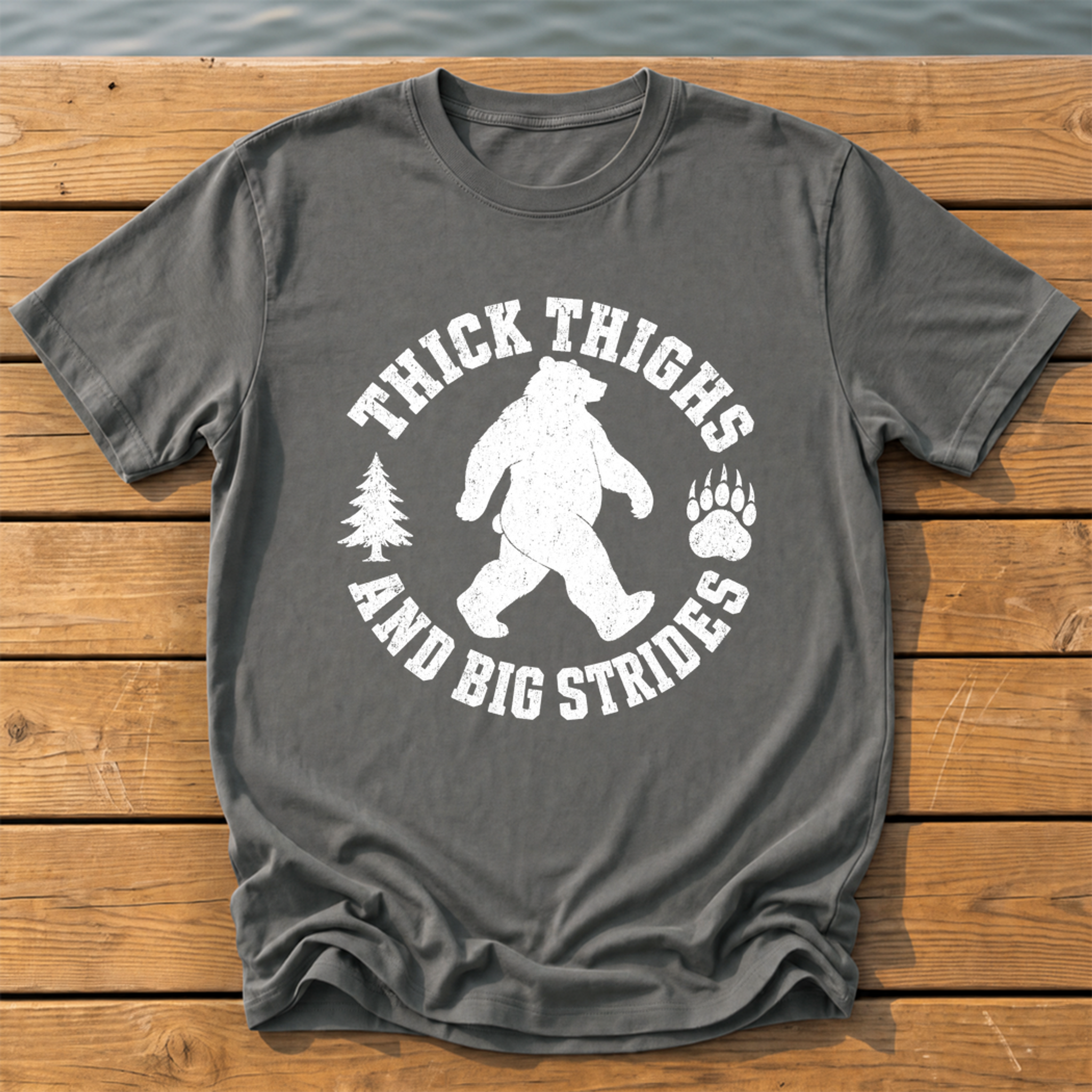 bear thick thighs varsity badge T-Shirt — Pepper
