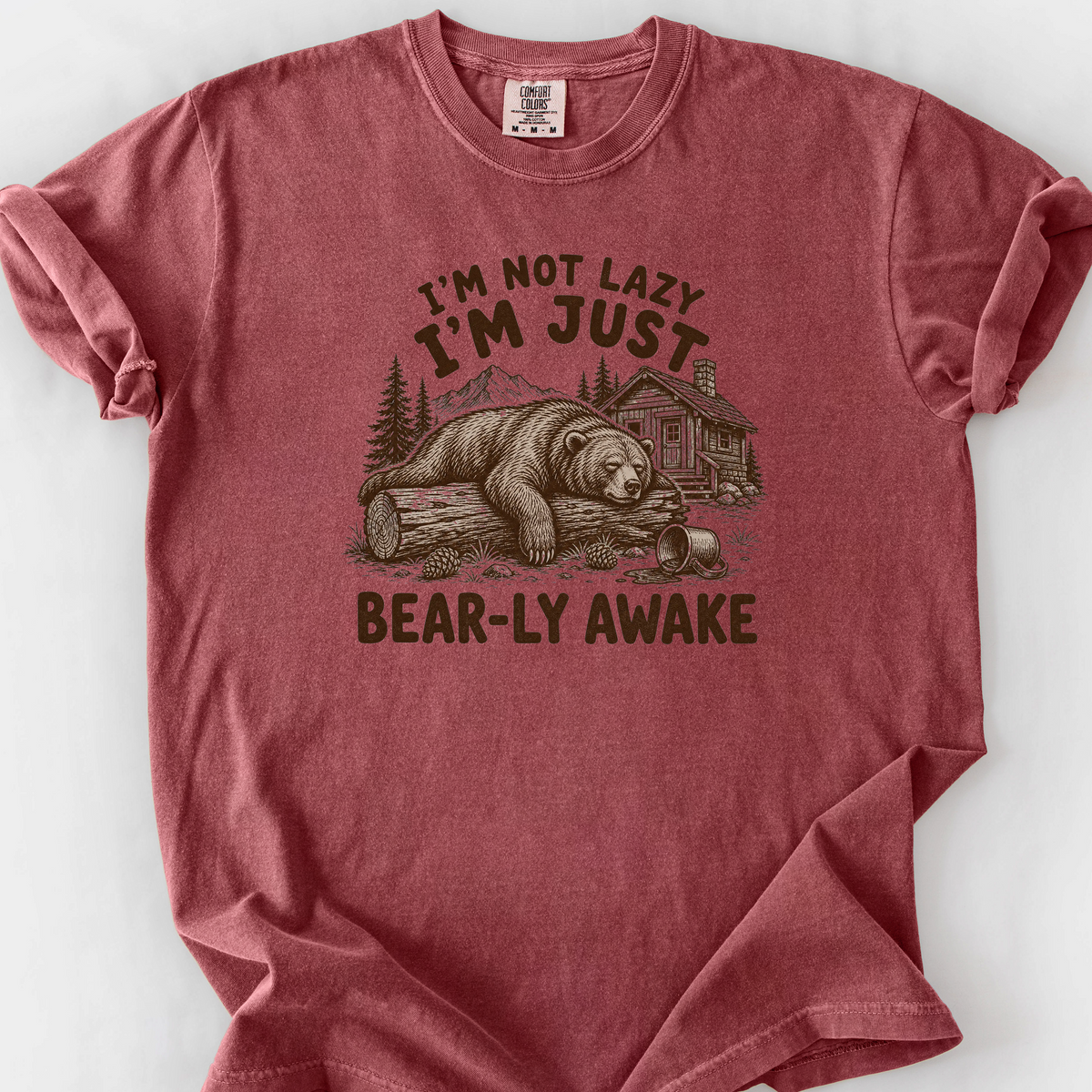 Bearly Awake T-Shirt — Brick