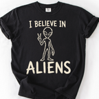 Believe In Aliens T-Shirt — Black