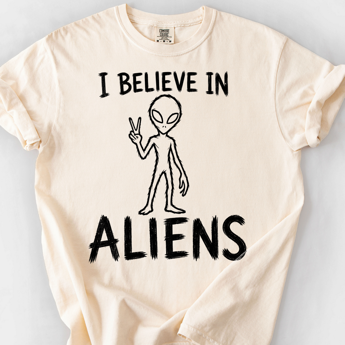 Believe In Aliens T-Shirt — Ivory