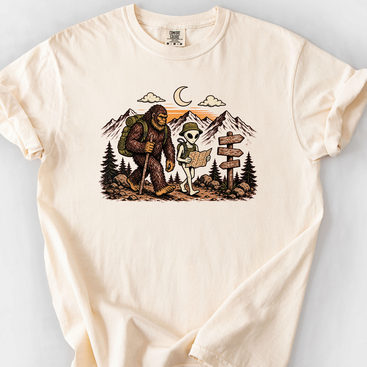Bigfoot Alien Hike T-Shirt — Ivory