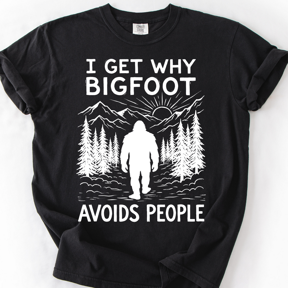 Bigfoot Avoids People T-Shirt — Black
