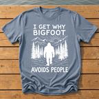 Bigfoot Avoids People T-Shirt — Blue Jean