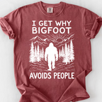 Bigfoot Avoids People T-Shirt — Brick