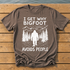 Bigfoot Avoids People T-Shirt — Espresso