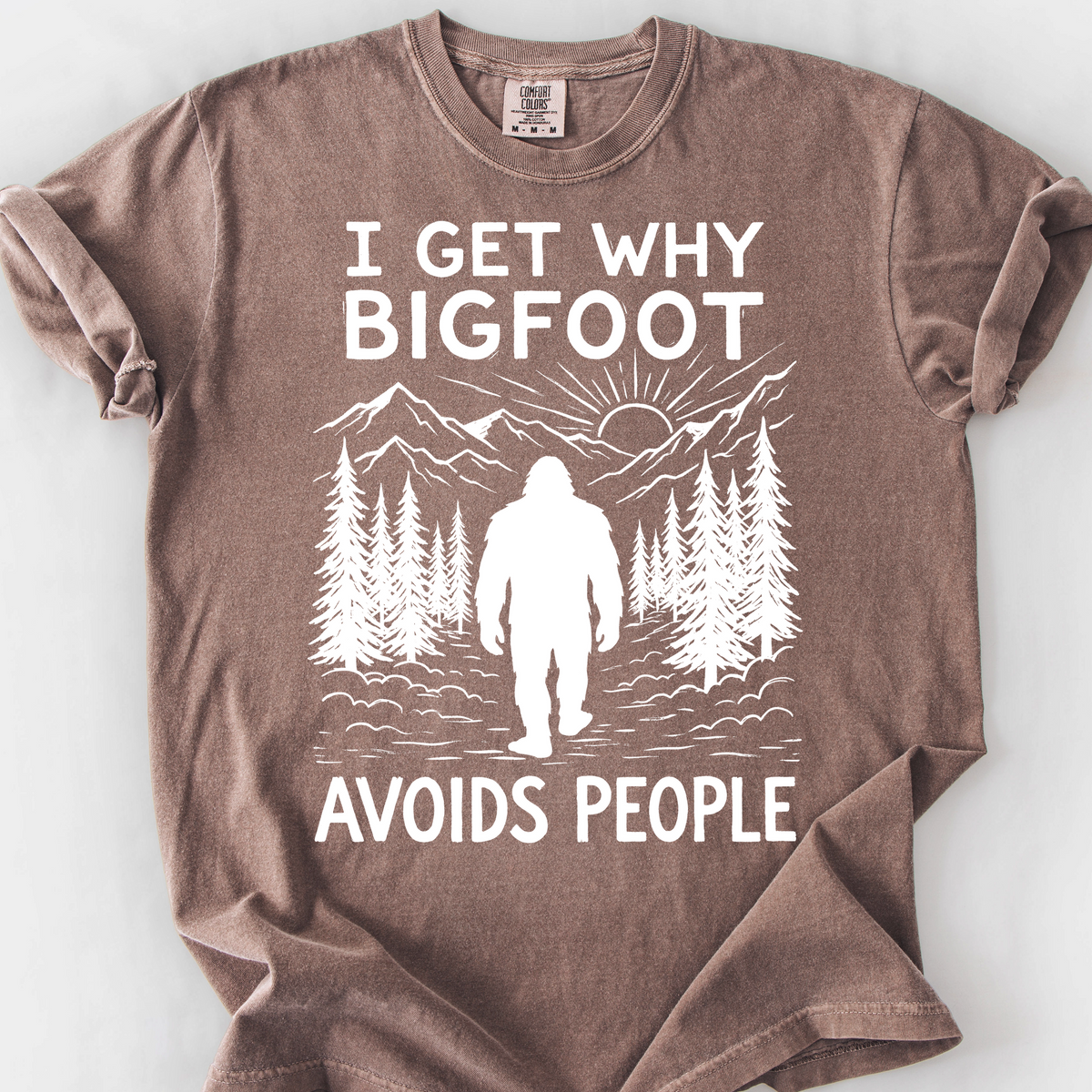 Bigfoot Avoids People T-Shirt — Espresso