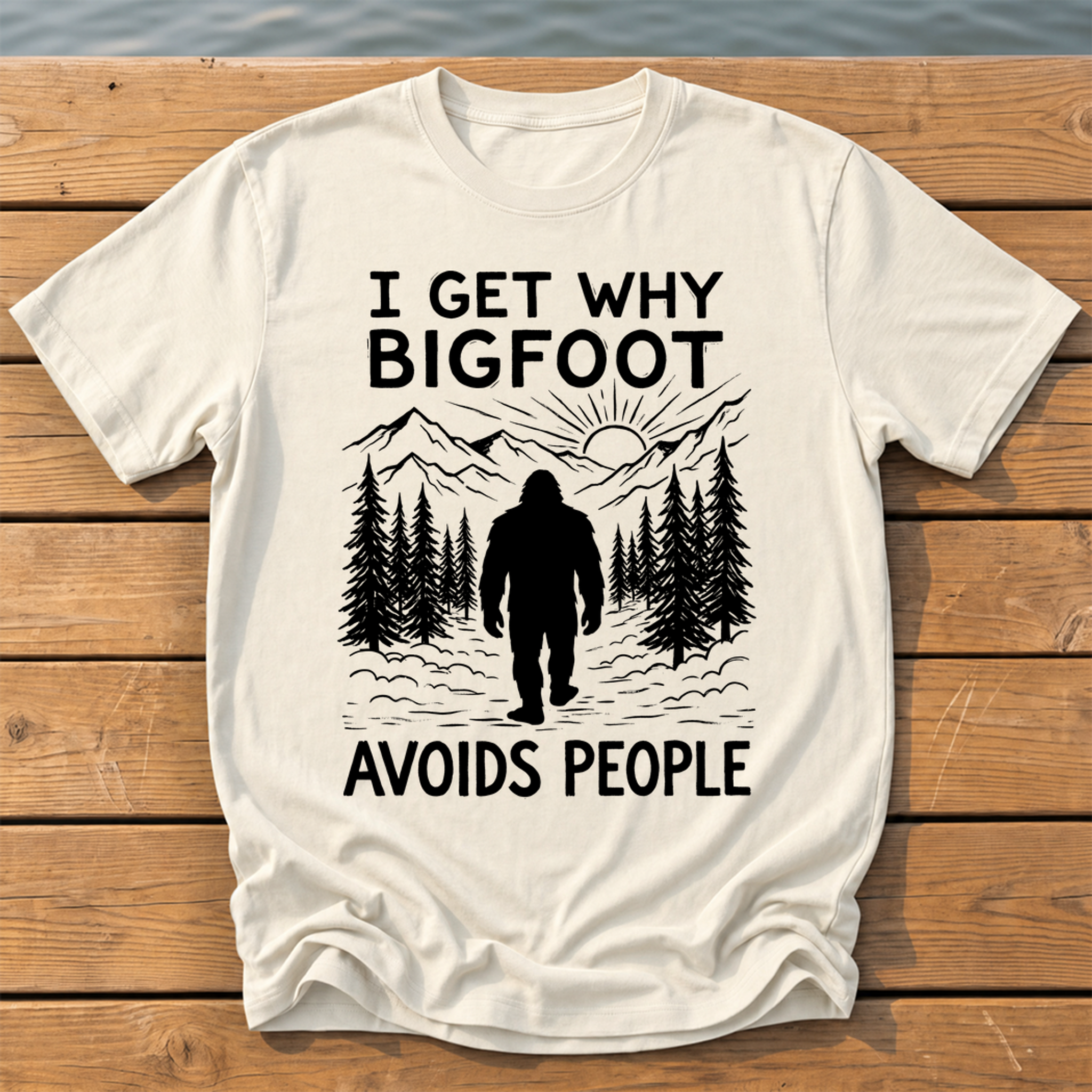 Bigfoot Avoids People T-Shirt — Ivory