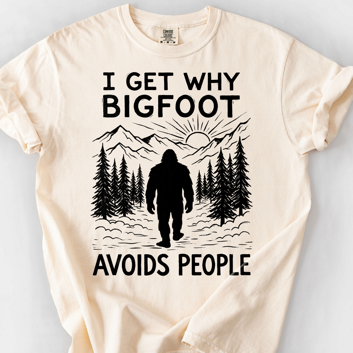 Bigfoot Avoids People T-Shirt — Ivory