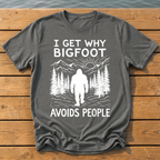 Bigfoot Avoids People T-Shirt — Pepper