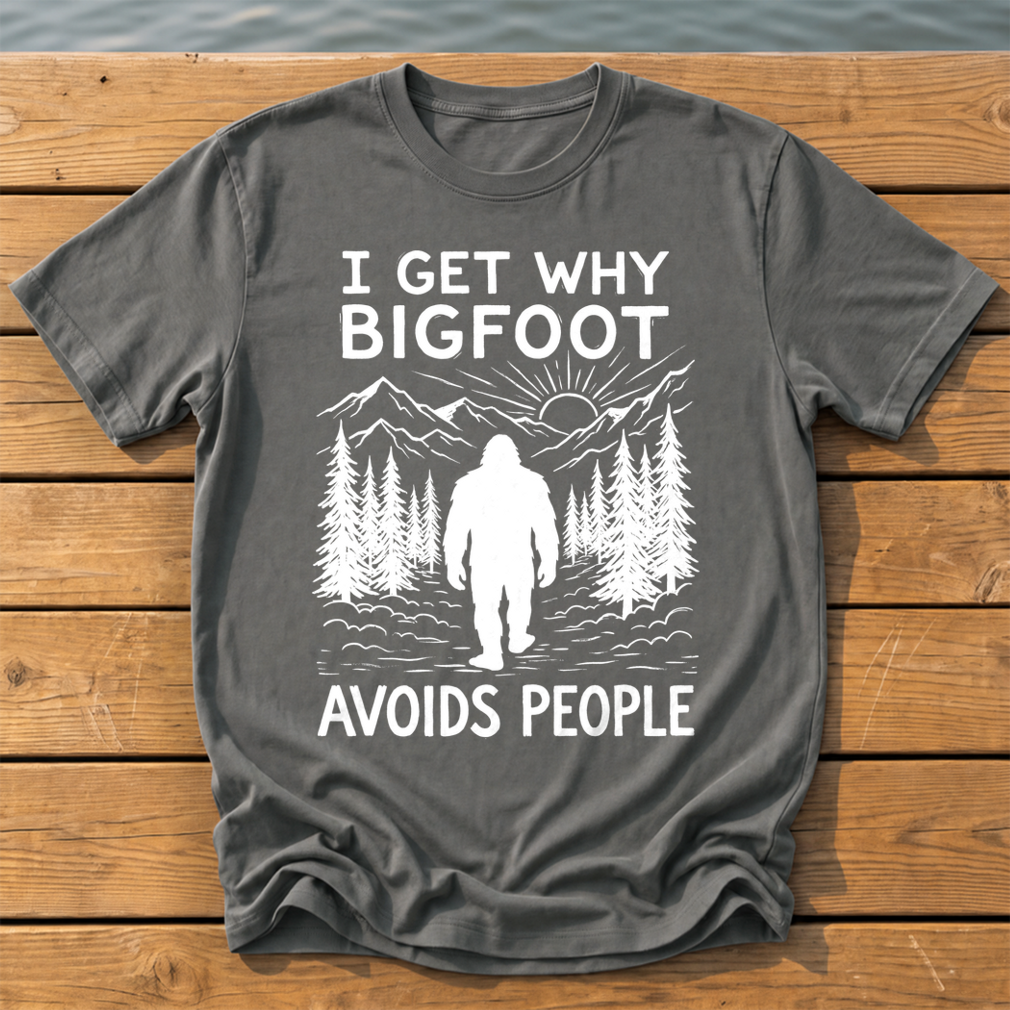Bigfoot Avoids People T-Shirt — Pepper