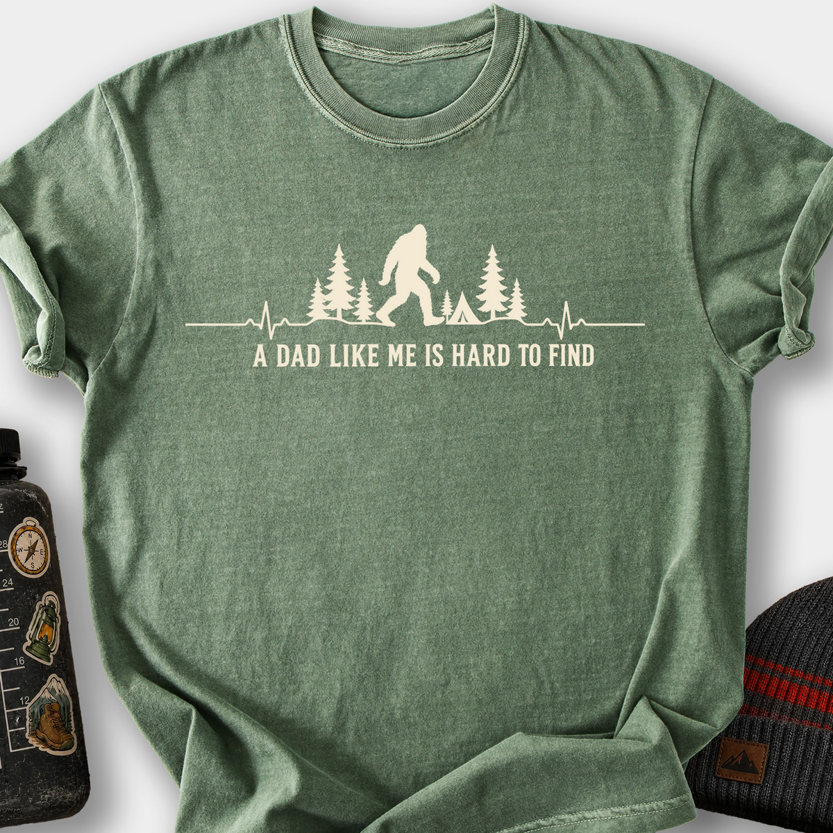 A Dad Like Me Is Hard to Find (Bigfoot) T-Shirt — Moss