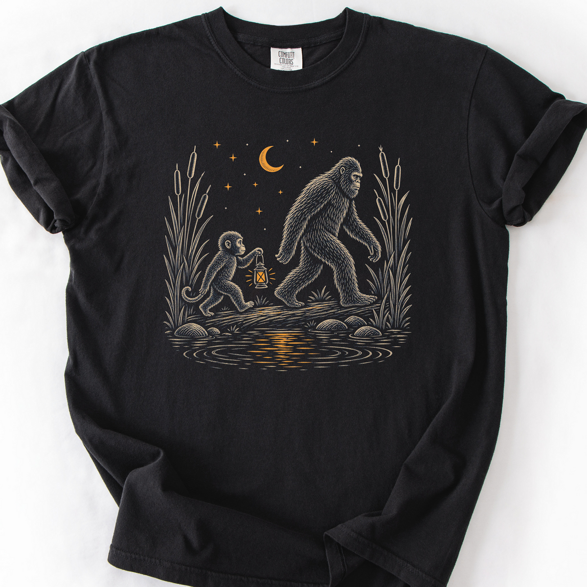 Bigfoot Lantern Night T-Shirt — Black