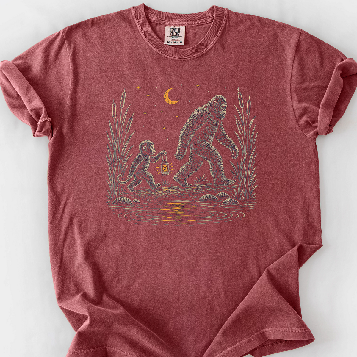 Bigfoot Lantern Night T-Shirt — Brick