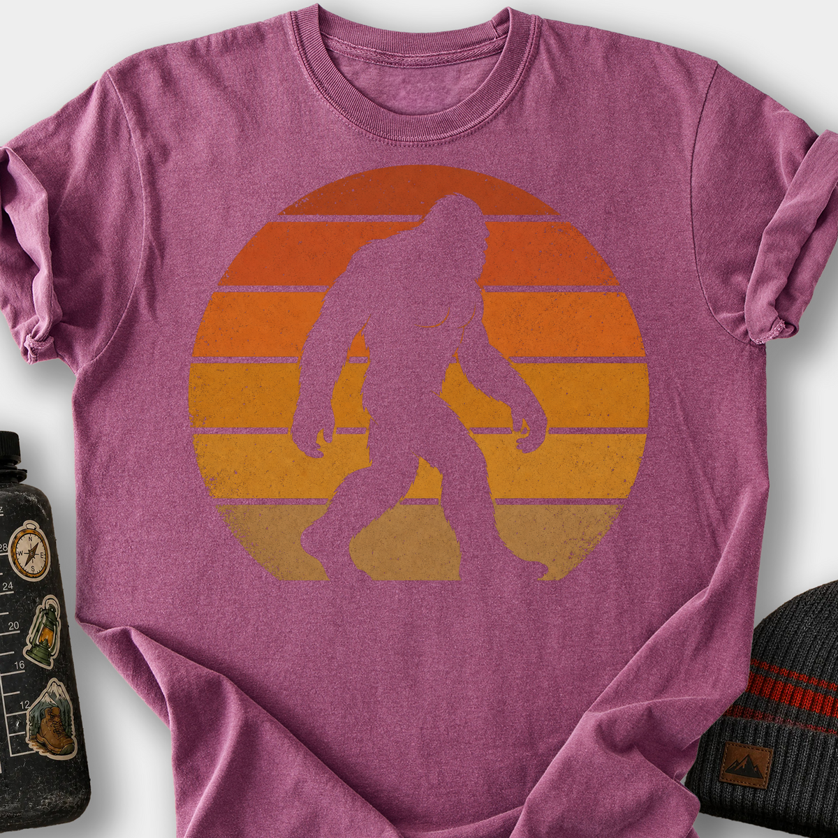Bigfoot Retro Sunset T-Shirt — Berry