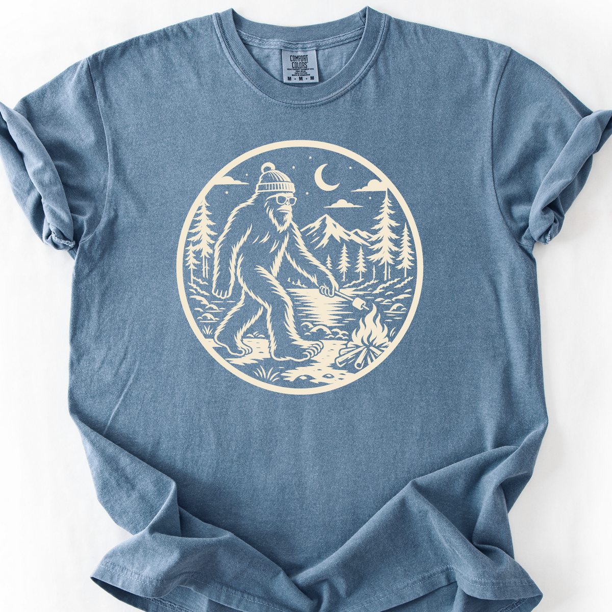 Bigfoot Roasting Badge T-Shirt — Blue Jean