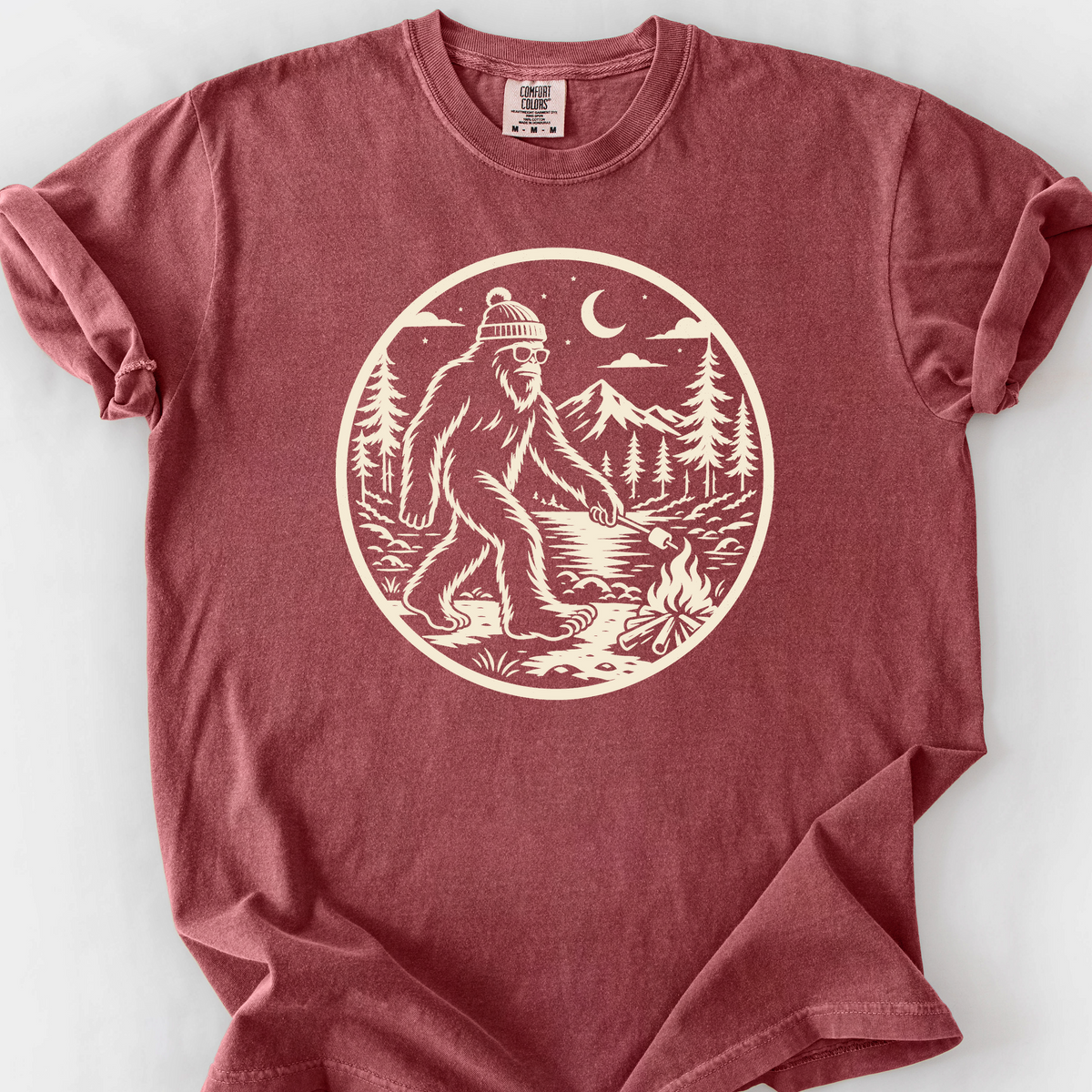 Bigfoot Roasting Badge T-Shirt — Brick