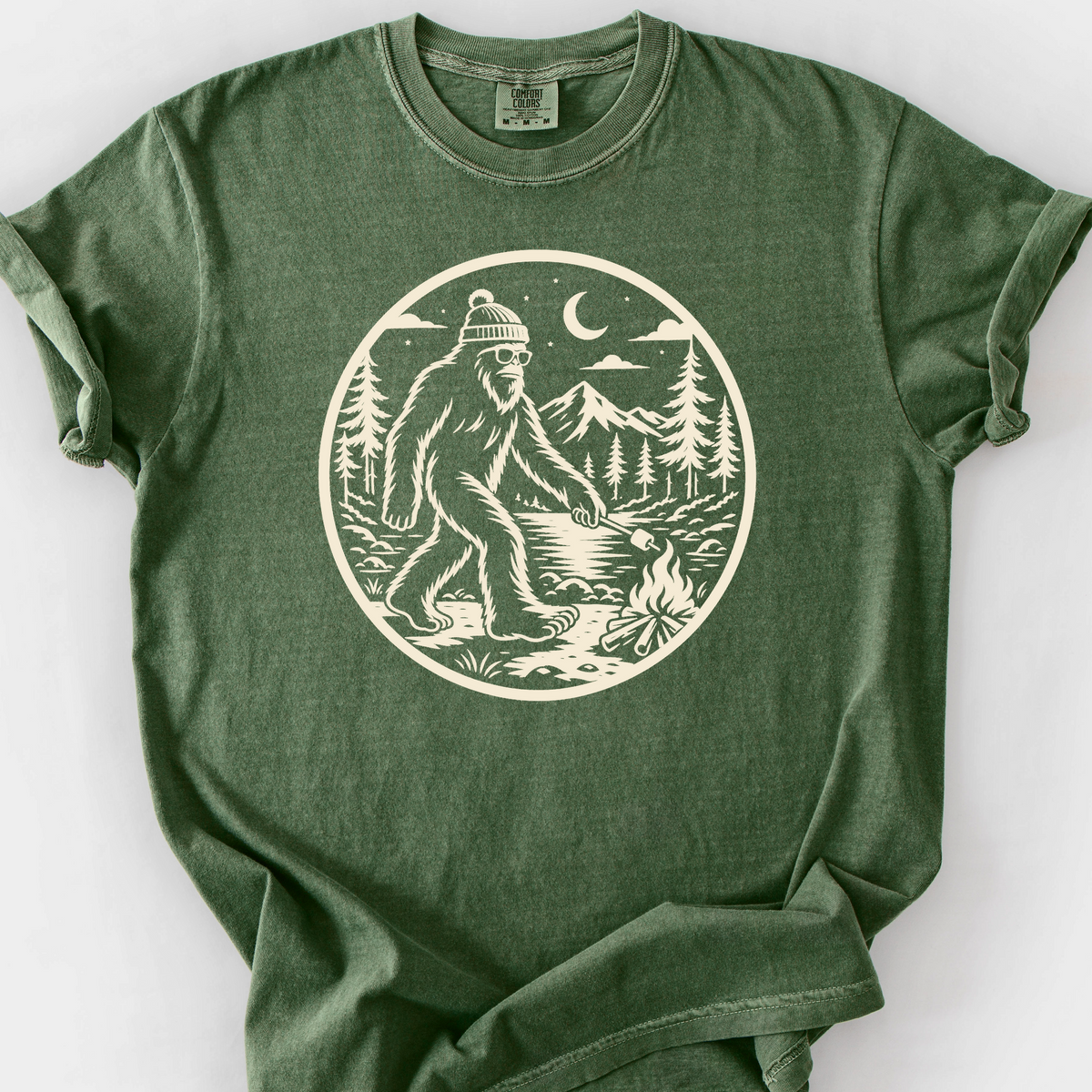 Bigfoot Roasting Badge T-Shirt — Moss