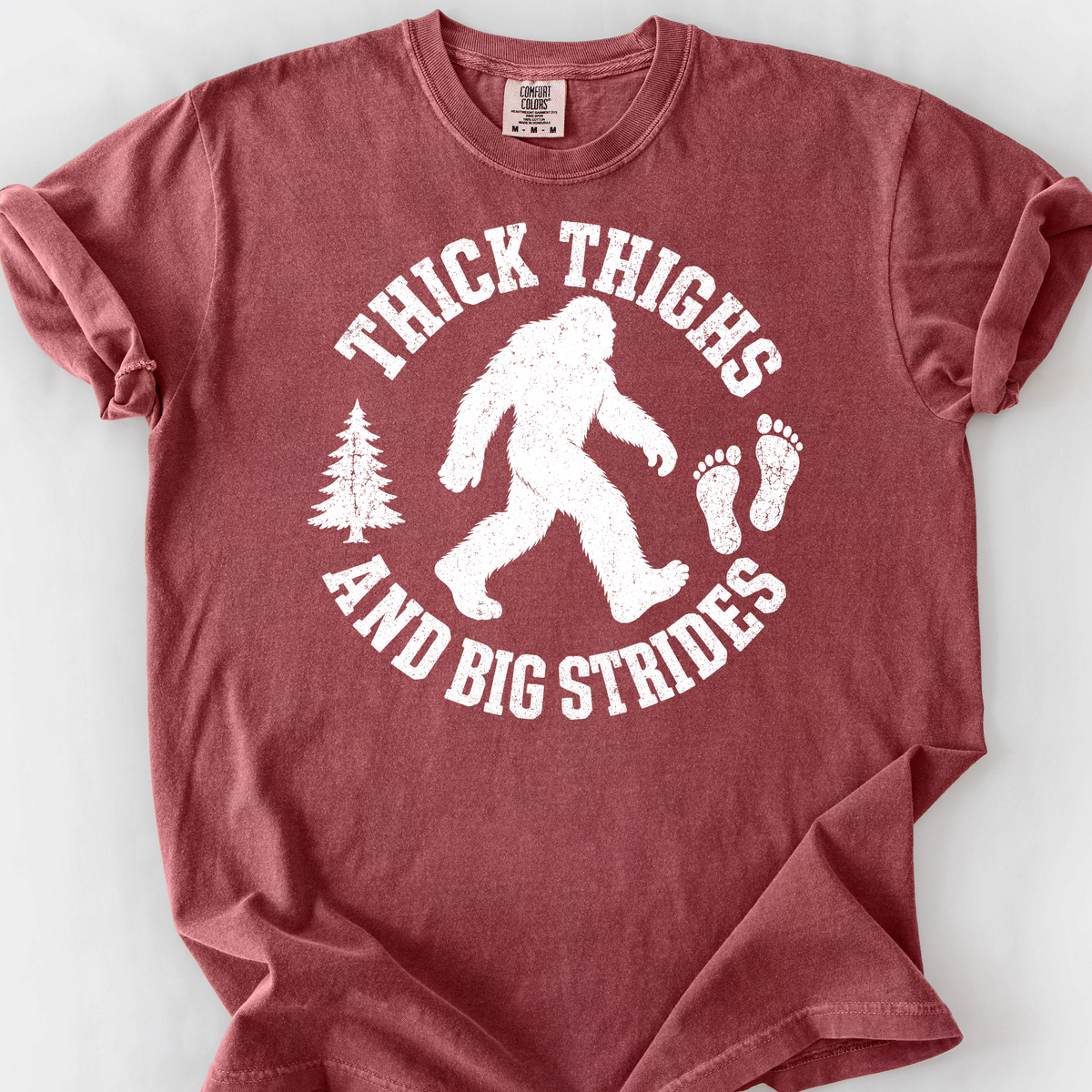 Thick Thighs and Big Strides (Bigfoot) T-Shirt — Brick