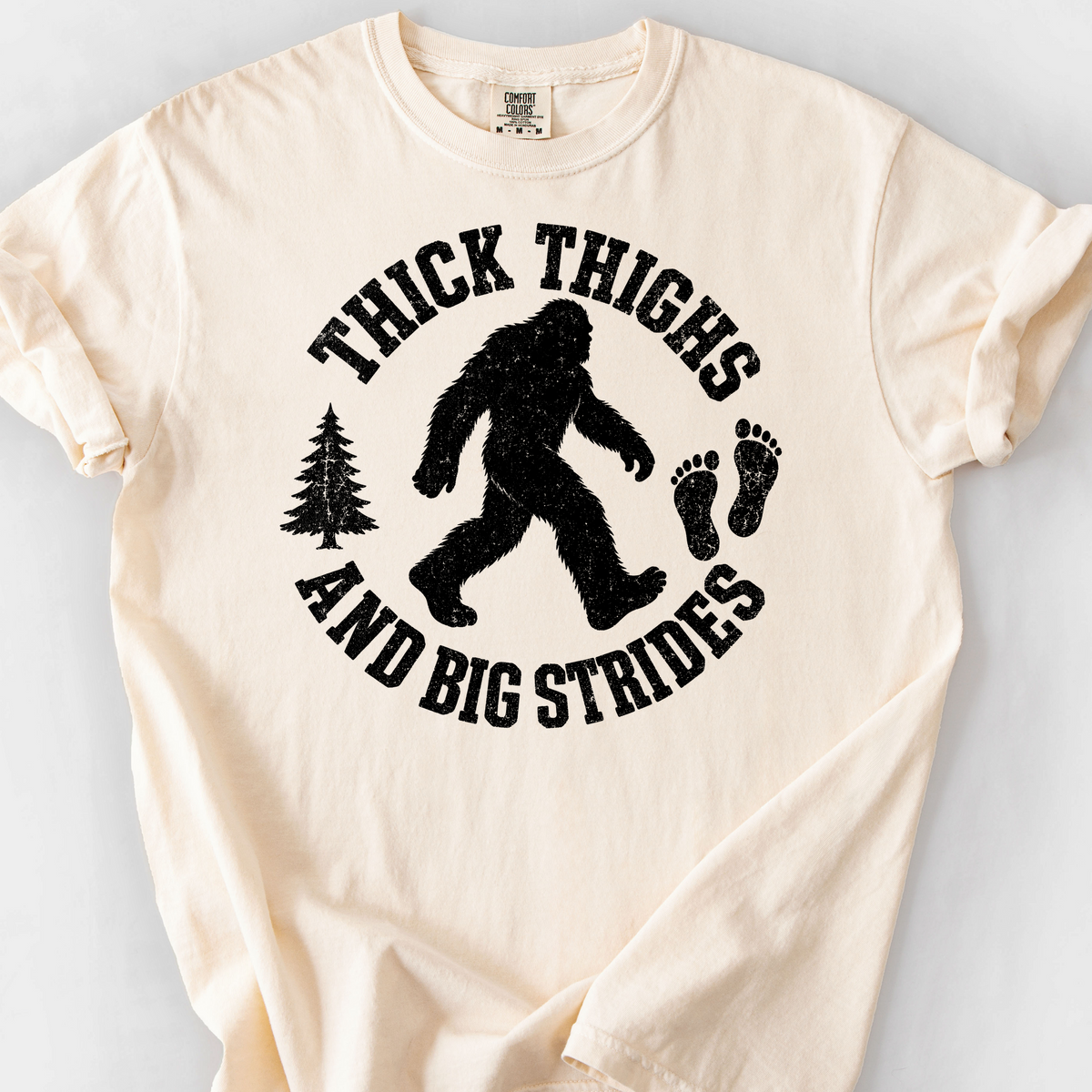 Thick Thighs and Big Strides (Bigfoot) T-Shirt — Ivory