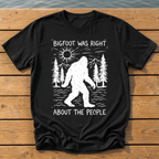 bigfoot was right about the people_rough brush linocut T-Shirt — Black