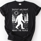 Bigfoot Was Right About the People (Linocut) T-Shirt — Black