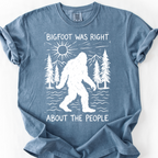 Bigfoot Was Right About the People (Linocut) T-Shirt — Blue Jean