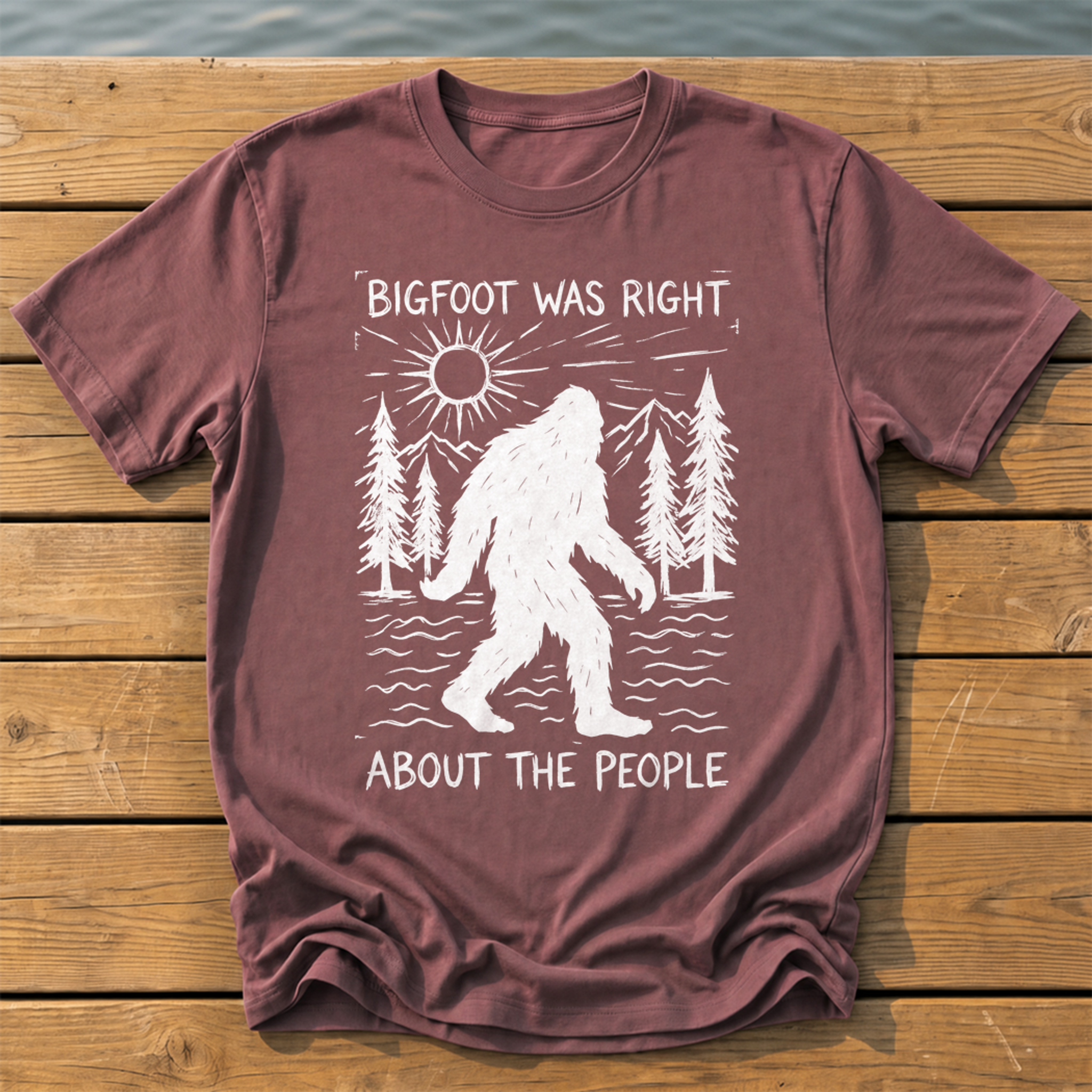 bigfoot was right about the people_rough brush linocut T-Shirt — Brick