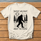 bigfoot was right about the people_rough brush linocut T-Shirt — Ivory