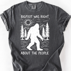 Bigfoot Was Right About the People (Linocut) T-Shirt — Pepper