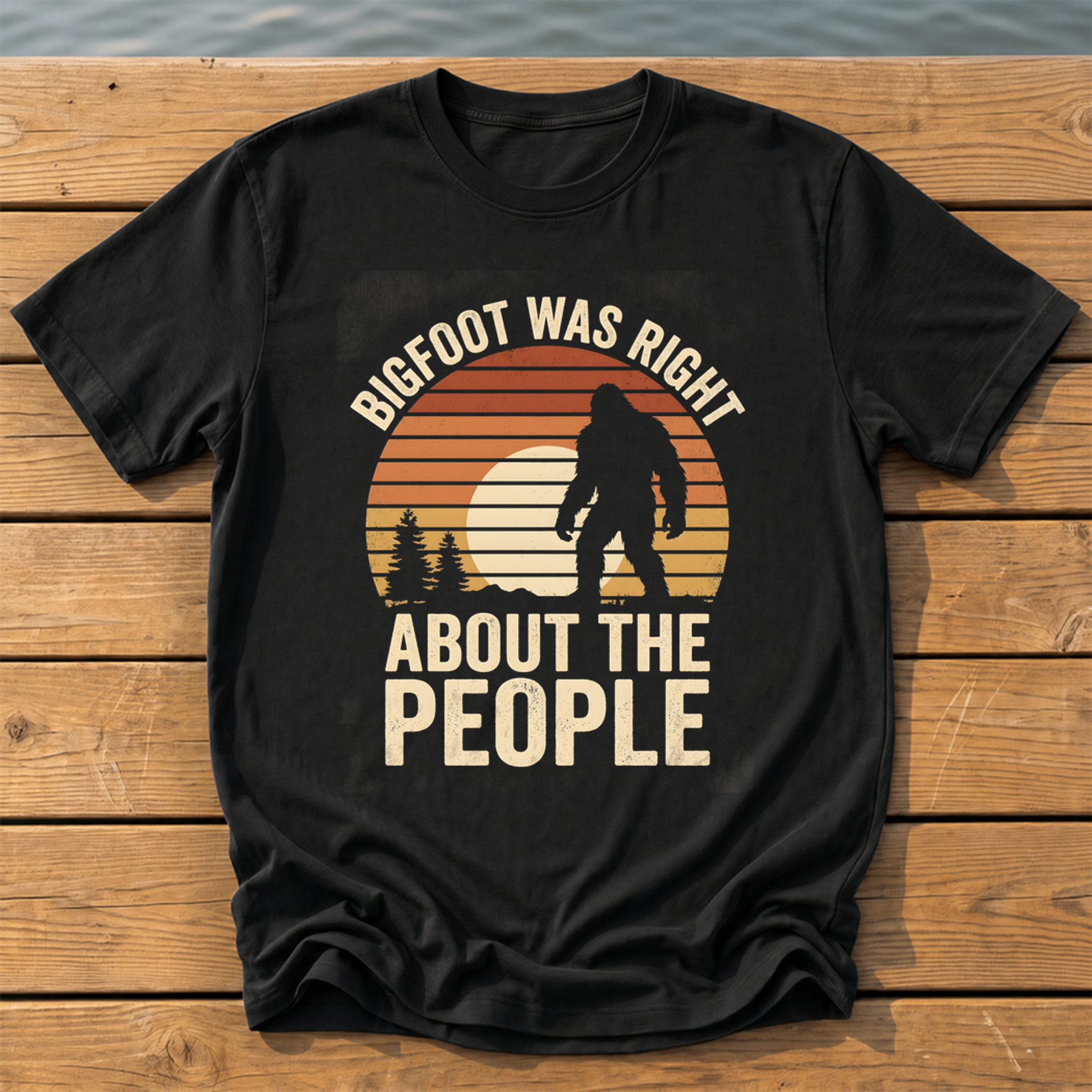 bigfoot was right about the people_sunset slat silhouette T-Shirt — Black